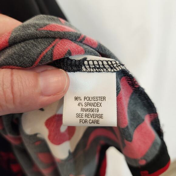 APT 9 Black Red Floral Dot Dash Artsy Art To Wear Midi Dress Pin Up Womens M - Picture 5 of 10